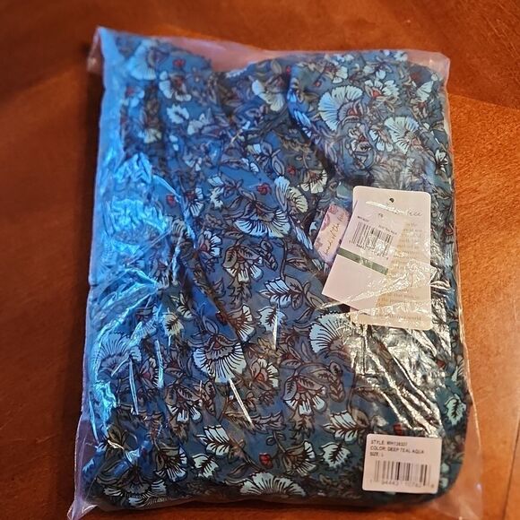 Band of the Free Jewel Bohemian Floral Wrap High Low Maxi Dress, Large, Teal - Picture 10 of 10